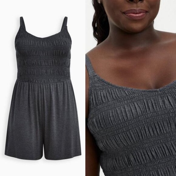 Torrid Super Soft Knit Romper Grey Size 5X Smocked 2020 Stretch Adjustable Boho - Picture 3 of 15